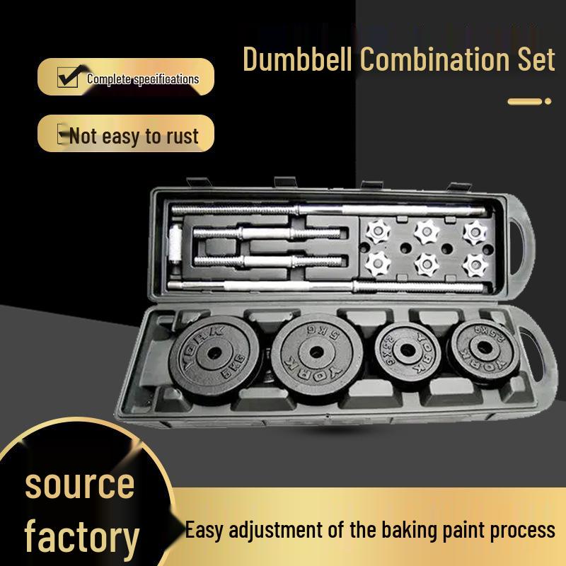 50KG Adjustable Painted Dumbbell & Barbell Set with Rubber Bar Rod