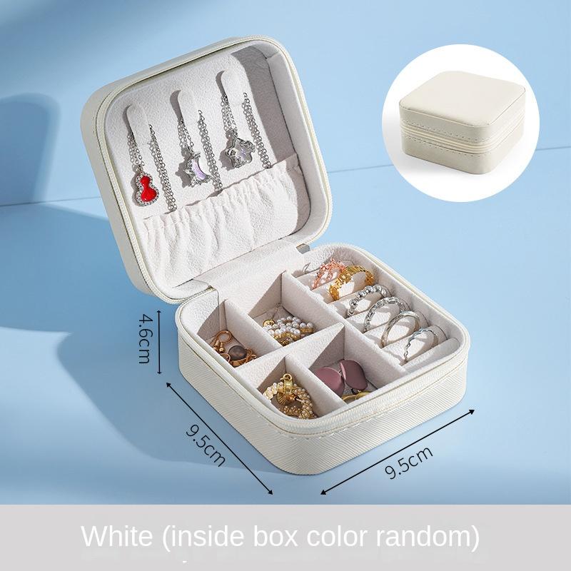 

Portable Compact Travel Jewelry Box Earring Bracelet Storage Organizer Drawer Bedroom Desktop New Style Leather Case