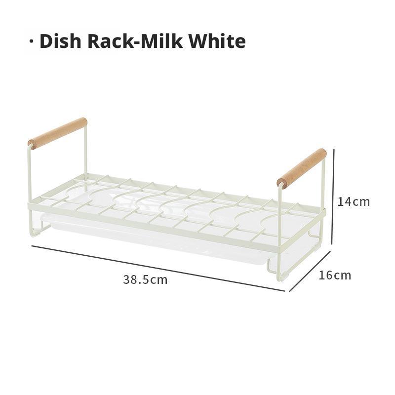 No Drill Dish Rack, Countertop Cabinet Plate Holder, Kitchen Storage Organizer with Drainage, Bowl and Dish Drying Rack