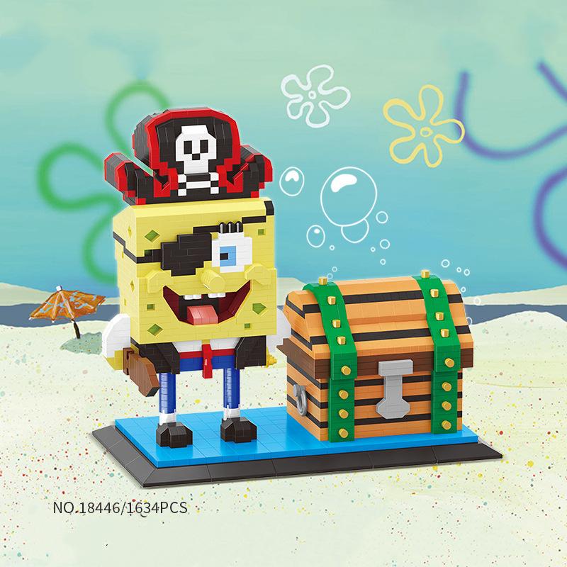 Anime SpongeBob SquarePants Micro Particles Block City Patrick Star Squidward Building Blocks Children Playthings Birthday Gifts