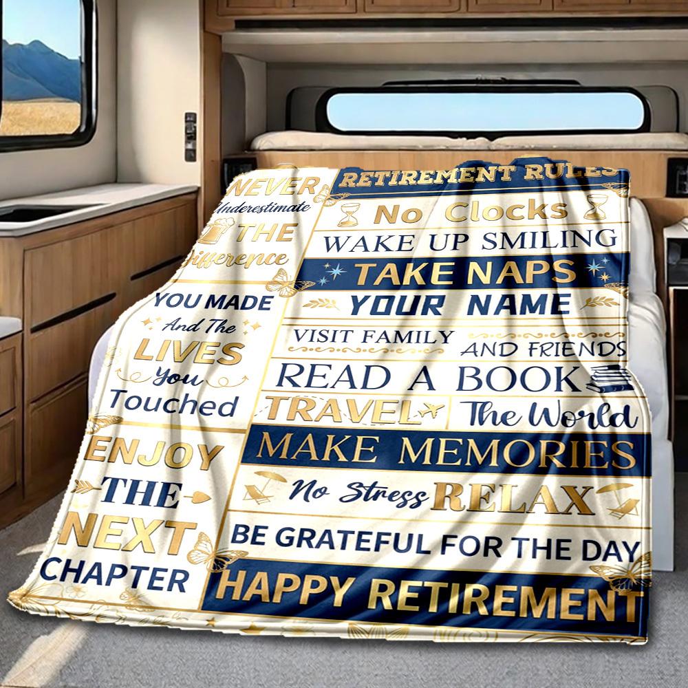 Retirement Rules Memories Blanket Personalized Name Soft Comfortable Stylish Blanket Car Blanket Perfect For Travel Camping Outdoor Home Suitable For