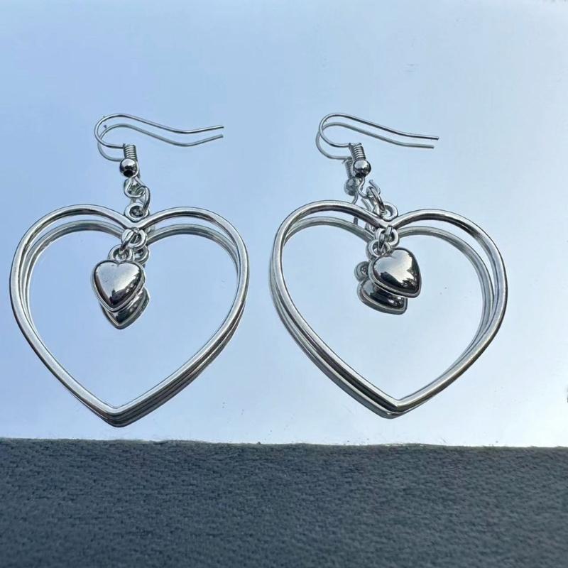 Stylish Earrings Hollow Heart Drop Earrings Ear Jewelry Alloy Material Dangle Earrings Perfect for Various Occasion