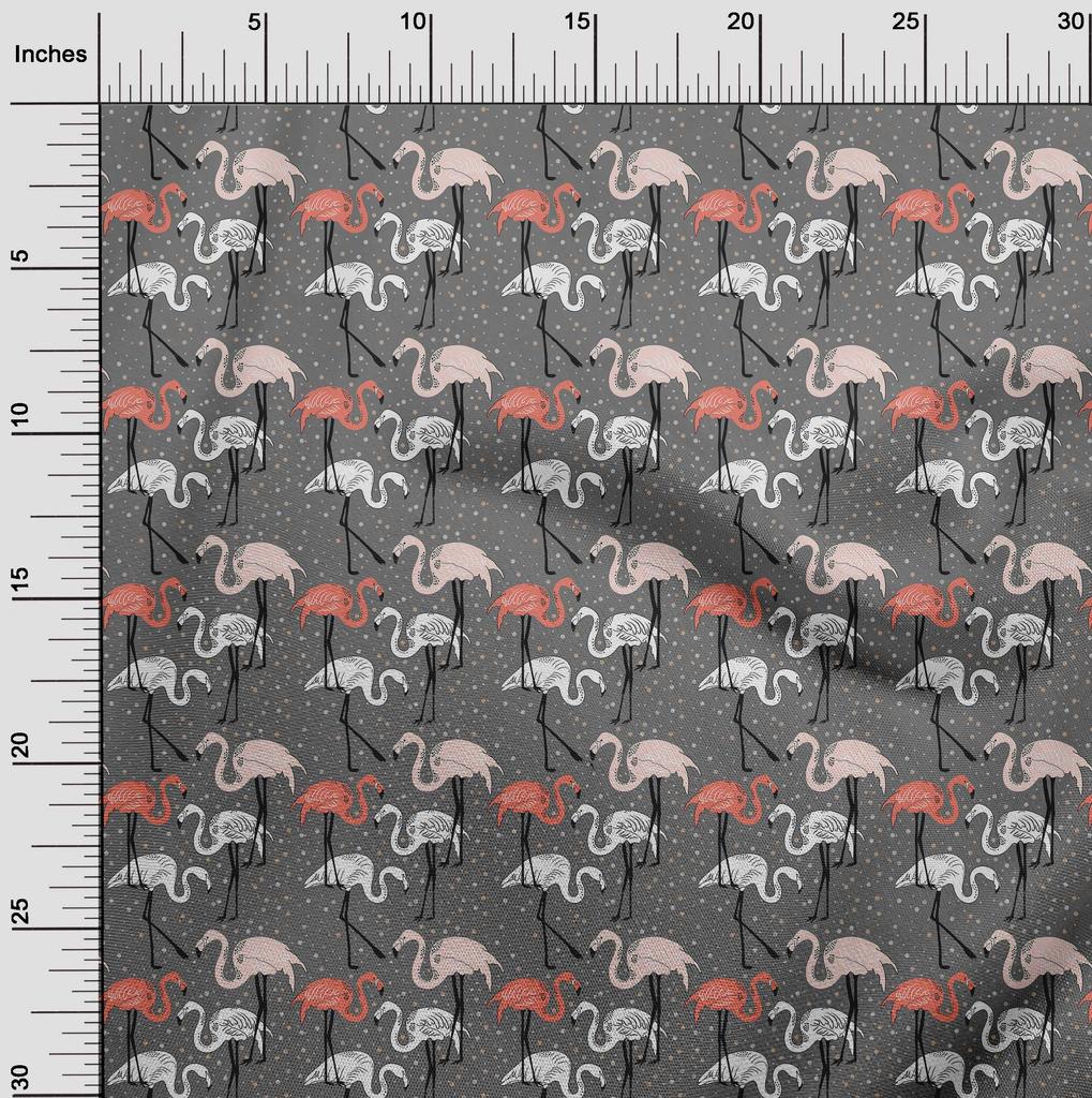 oneOone Cotton Poplin Dark Peach Fabric Tropical Flamingo With Dot Craft Projects Decor Fabric Printed By The Yard 42 Inch