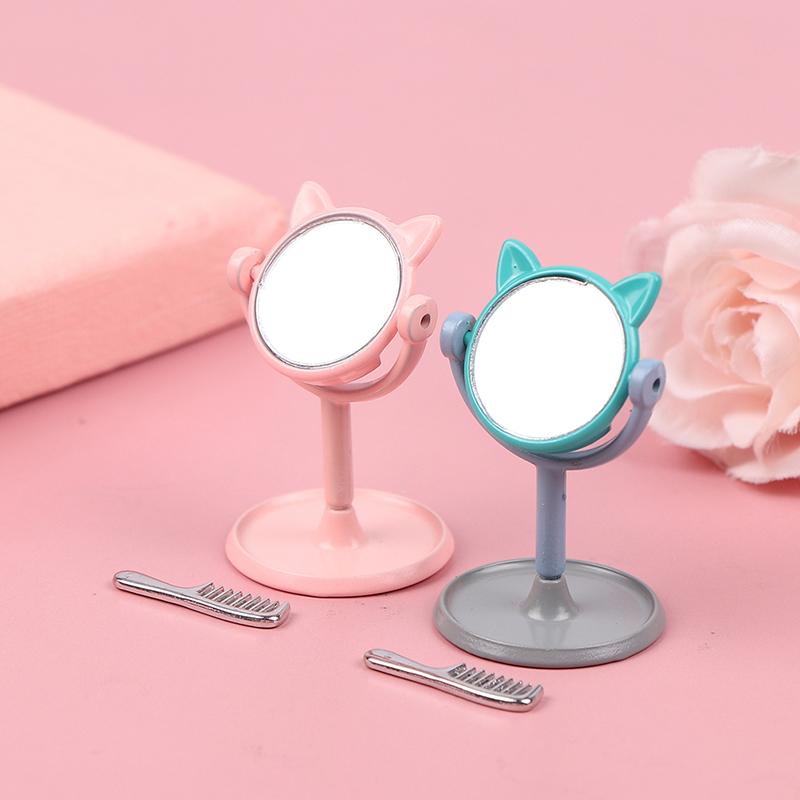 1/12 Make-up Mini Hasenohren Spiegel Möbel für Puppenhaus Spielzeug Zubehör