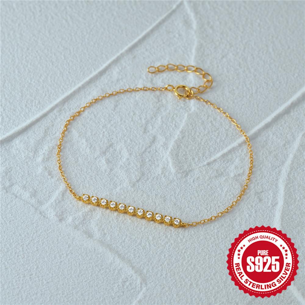 Stylish Simple S925 Sterling Silver Single Row Diamond Set Daily Matching Ladies Bracelet Bracelet