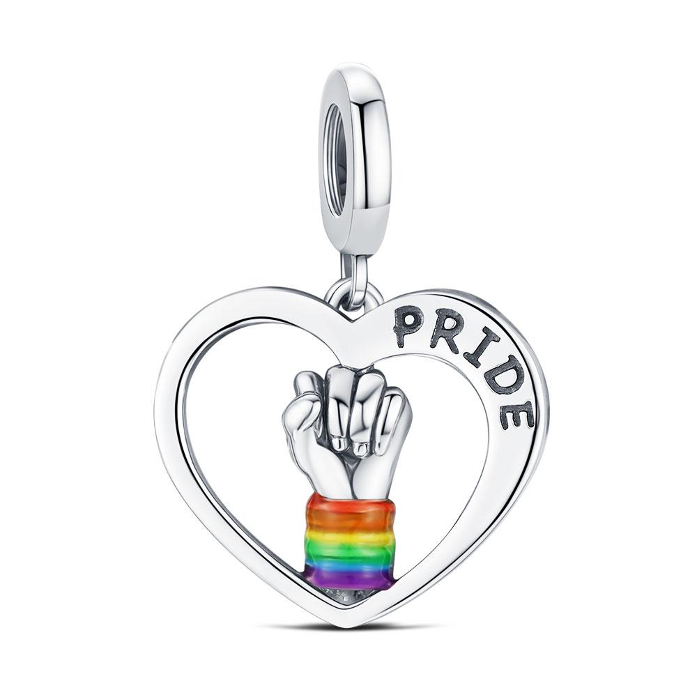Copper Rainbow Pride Month Charm Pendant Heart Bead Unlimited Fit Original Bracelet For Women Jewelry Gift