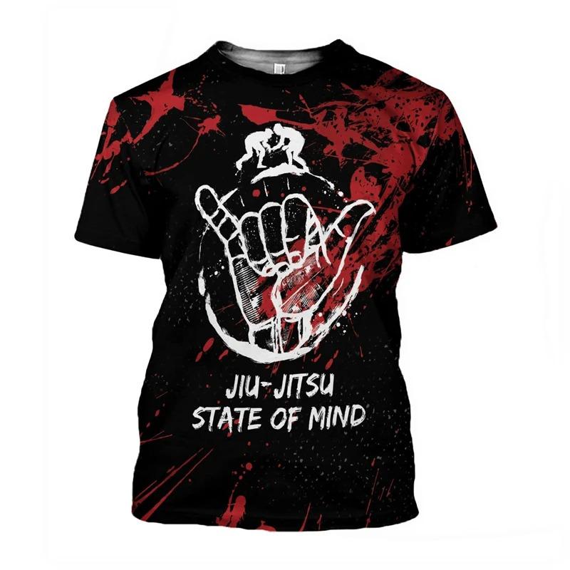 Jiu Jitsu Tough Guy 3D Print T-shirt for Boys Short Sleeve Harajuku Style T-shirt for Jiu Jitsu Enthusiasts Summer 5XL