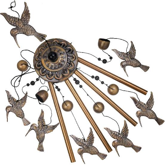 Solawindchime Outdoor Hummingbird Wind Chimes, Hummingbird Bronze Wind Chimes, Gift Wind Chime, Hummingbird Wind Bell Gifts for Women, for Home,