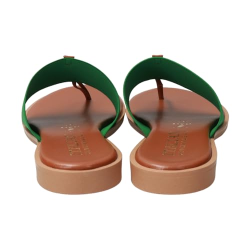 Bridget Birkin Women's Metal Motif Thong Sandals, Green, Size 23.0 Cm