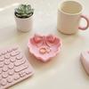 Herzförmige 3D-gedruckte Schmuckschale mit rosa Schleife, Elegante Dekoration für Tisch, Waschbecken & Schreibtisch, Perfekt für die Schmuckaufbewahrung