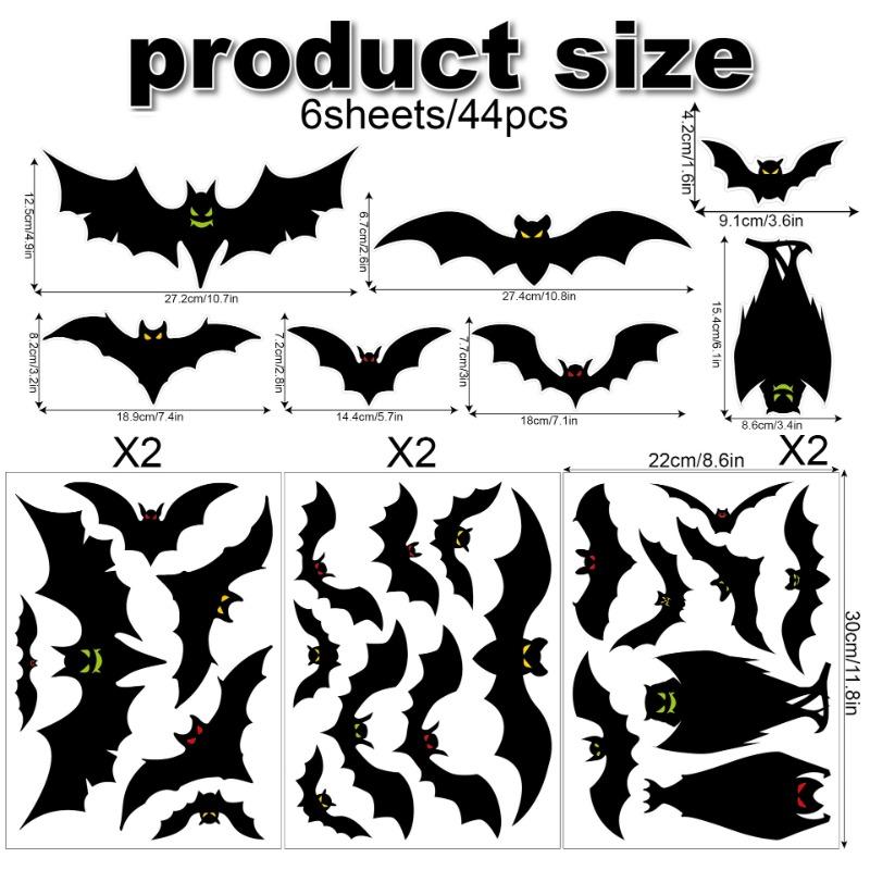 

Наклейка на окно летучая мышь черная двухсторонняя печать украшение для оконного стекла праздничная вечеринка хэллоуин электростатическая наклейка на окно