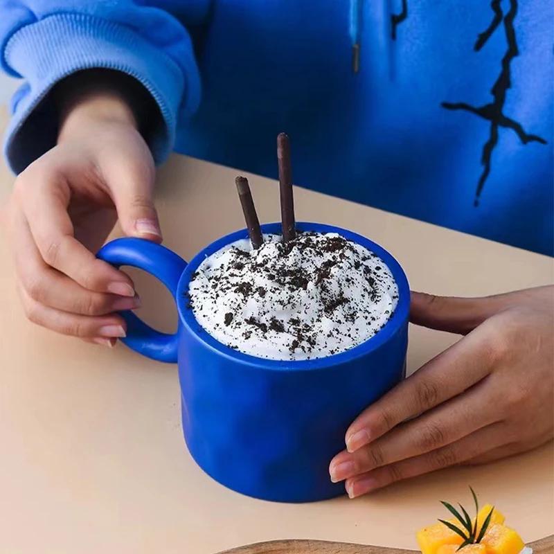 400ML Nordic Ceramic Coffee Mug Creative Handmade Multiple Colors Cup Ring Handle Ceramic Mugs For Coffee Porcelain Mug Beer Cup