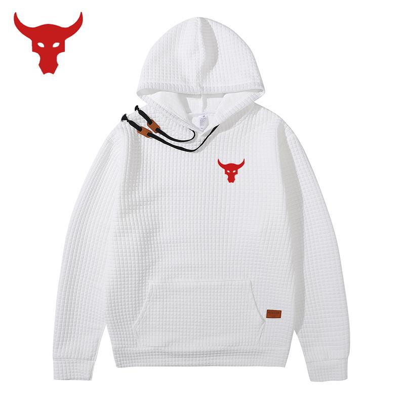 Spring Autumn Y2K Waffle Hoodie Men Casual Pullover Hooded Sweatshirt Hip Hop Streetwear Man Clothing