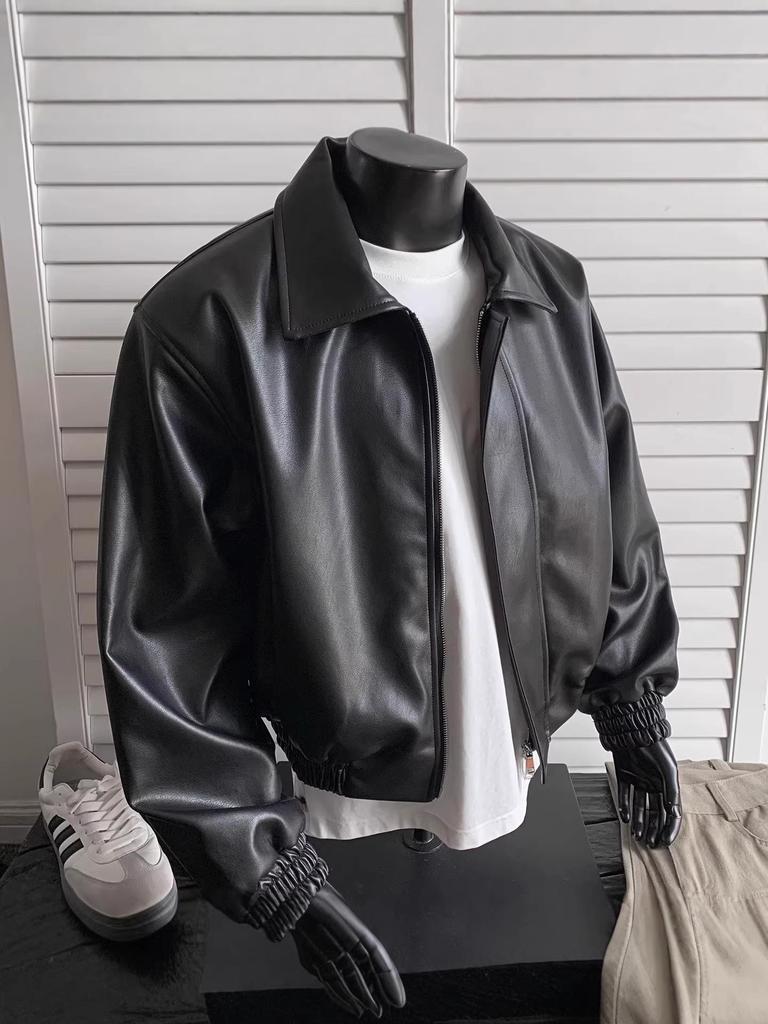 Men's High-End Retro Leather Motorcycle Jacket - Cool, Trendy, Heavy-Weight Style for Spring and Autumn