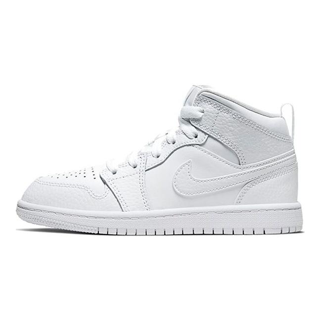 Air Jordan 1 Mid PS Triple White 2021 Kids Sneakers 640734-130