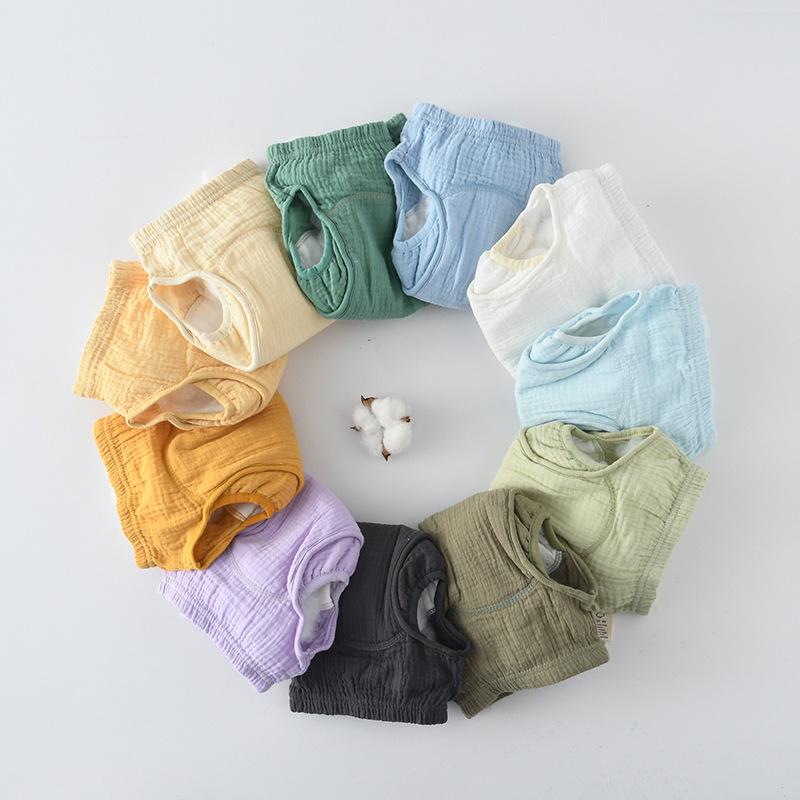 Korean Style Winged Baby Gauze Pull-up Pants: Pure Cotton Diaper Cover & Training Pants
