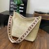 New woven hand-woven straw bag New trendy fashion shoulder bag Large capacity leisure vacation bucket bag
