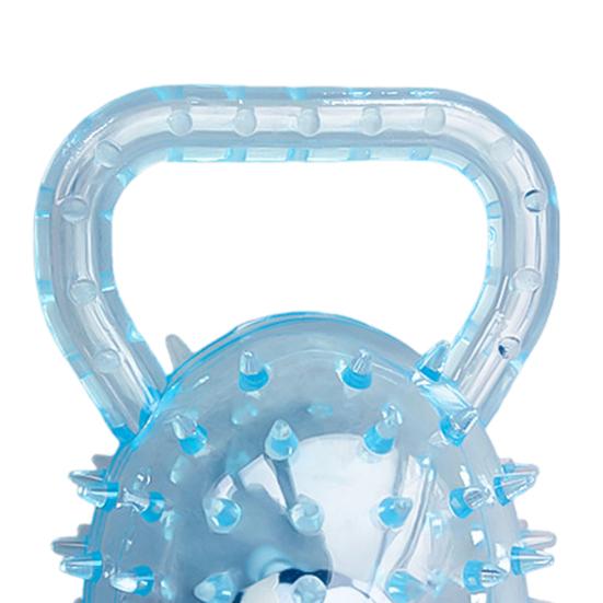 Dog Calming Ball Squeaky Rubber Chew Toy Interactive Spiky Ball with Handle Toss