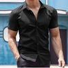 Summer Men's Short Sleeved Solid Color Shirt Youth Fashion Home Casual Cardigan Shirts