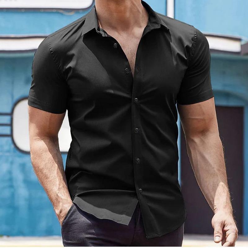 Summer Men's Short Sleeved Solid Color Shirt Youth Fashion Home Casual Cardigan Shirts