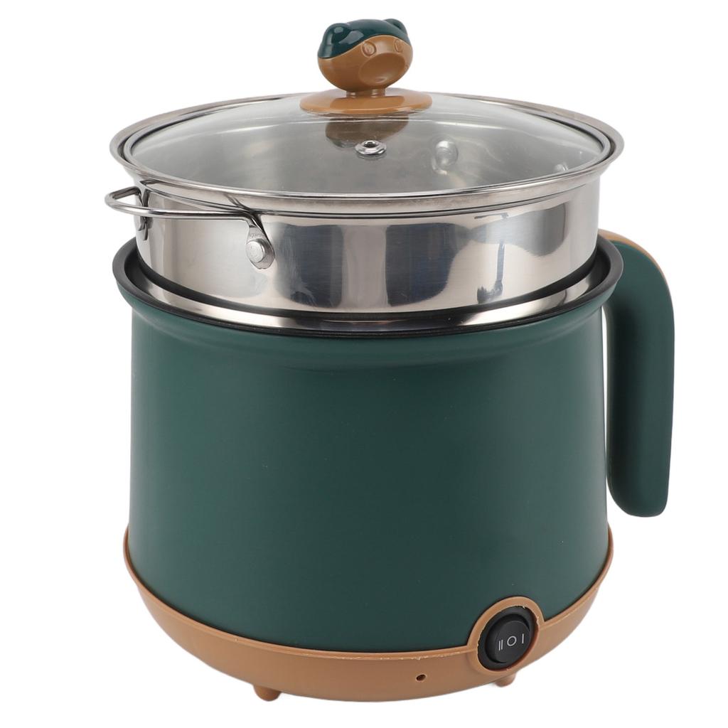 Electric Hot Pot Green 1.8L 600W Cooking Pot with Steam 2 Adjustable Level Anti Stick