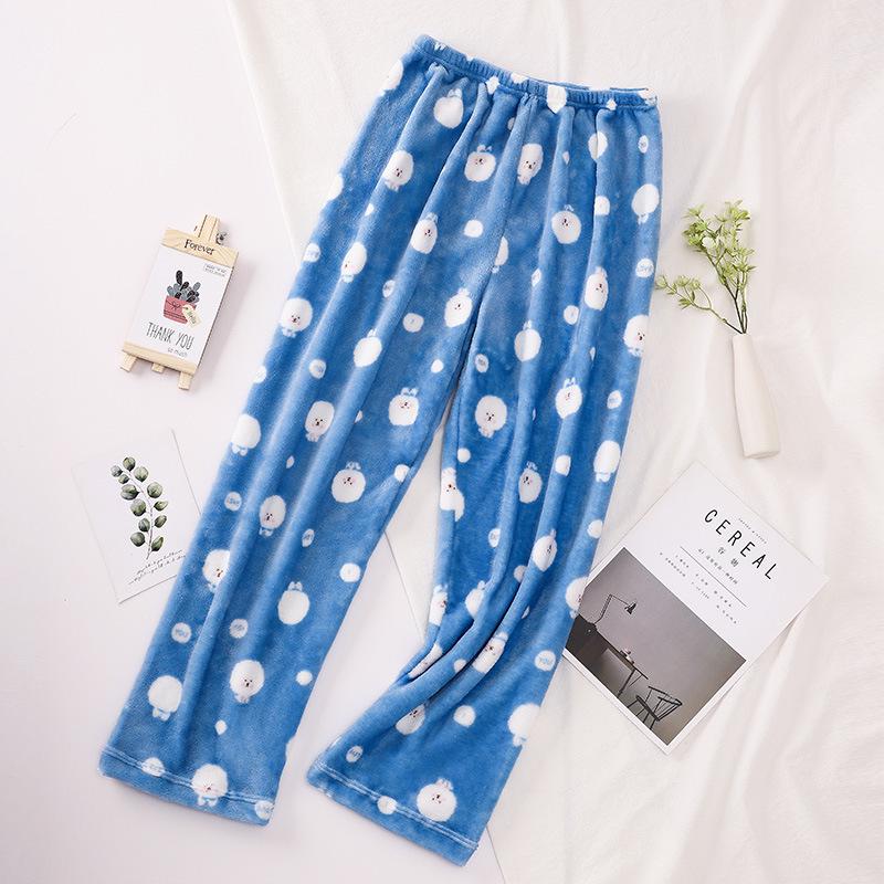 

Женские пижамные штаны из плотной фланели с мультяшным принтом — теплые, большого размера для осени/зимы XL
