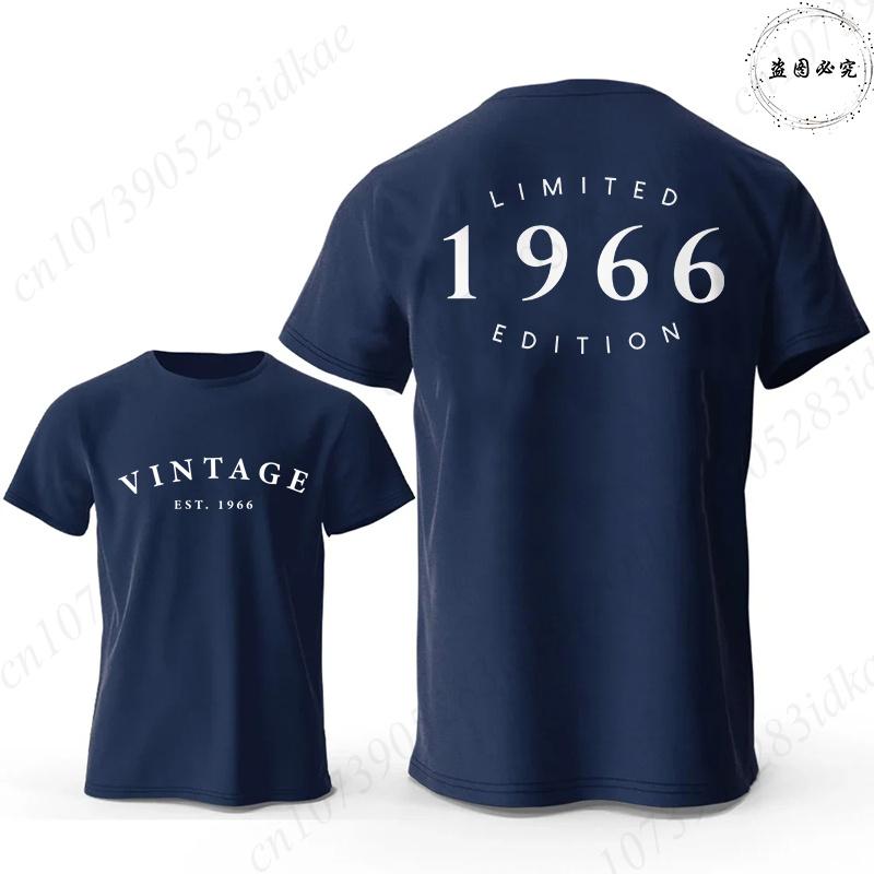 Vintage Est 1966 Limited Edition 60th Birthday Tees Mens Oversized O Neck Short Sleeve Tshirts Fashion Graphic Male Clothing