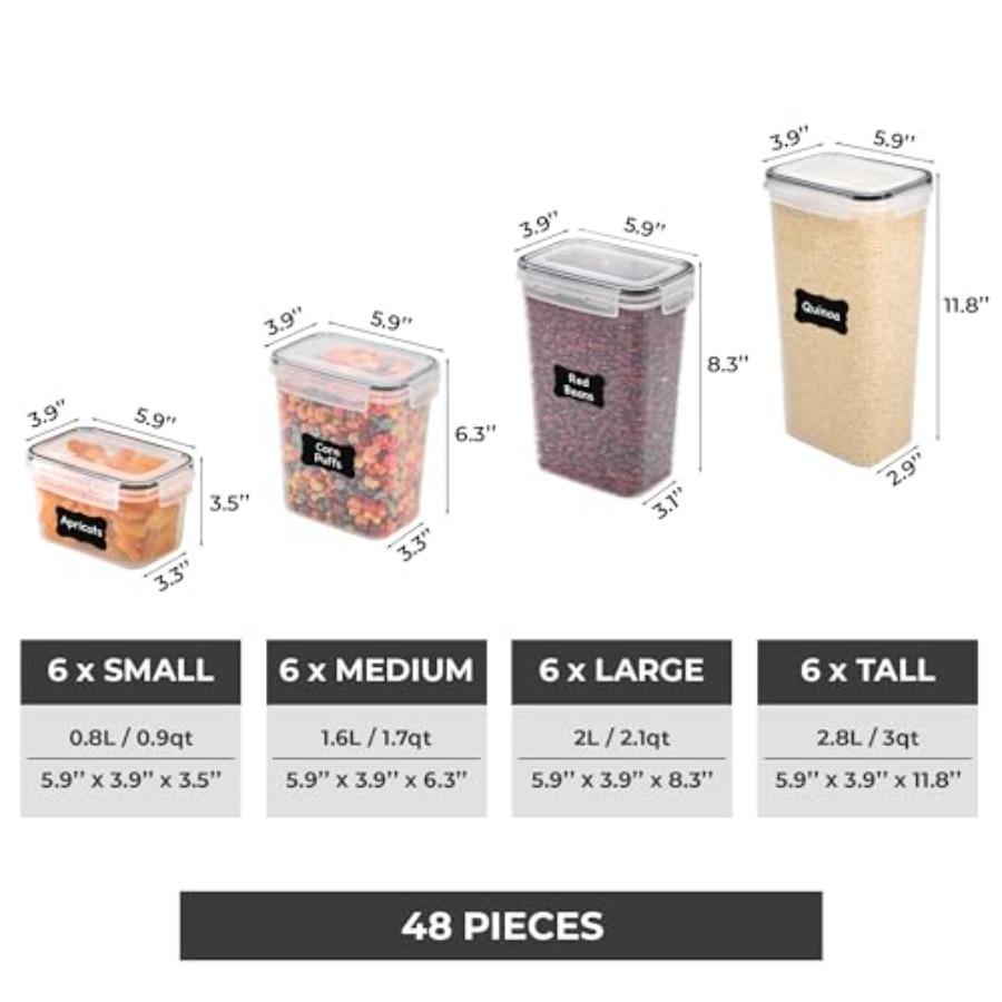 Kitchen Storage Containers with Lids 48 PCS Airtight Food Storage Containers Plastic Kitchen Containers Pantry Containers for C