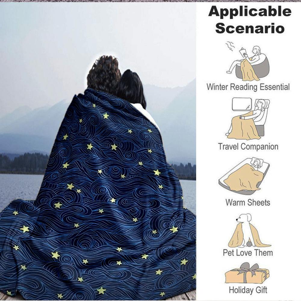 1pc Wave Star Blanket, Lightweight Flannel Throw Blanket for Sofa, Bed, Travel, Camping, Living Room, Office, Couch, Chair, and Bed
