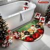 1Pcs Cute Christmas Cat Semi Circle Welcome Doormat Non-Slip for Outdoor Patio Porch Kitchen Bathroom Entryway Floor Mat