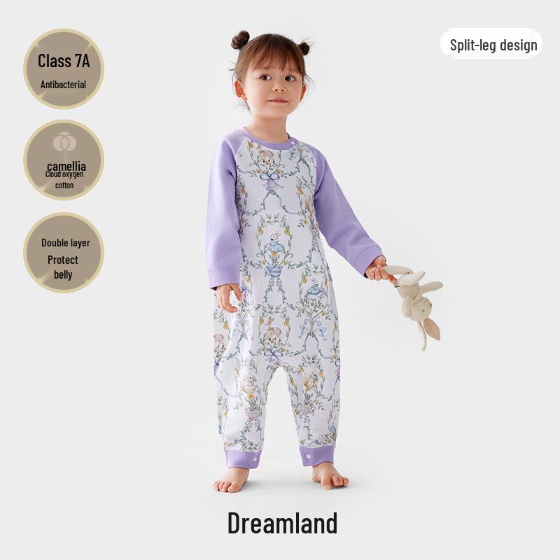 Camellia Constant Temperature Baby Sleeping Bag - Autumn & Winter Quilted Anti-Kick Blanket with Legs for Children