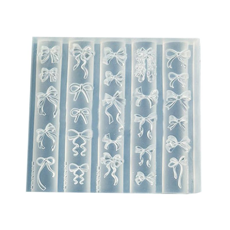 Silicone 3D Nail Art Molds Bowknot Theme Nail Art Template Moulds Silicone Texture for Beauticians and Nail Art Learners