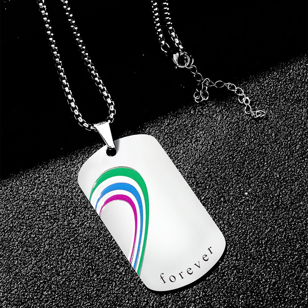 Rainbow Love Tag Jewelry New Stainless Steel Couple Love Pendant Necklace Jewelry