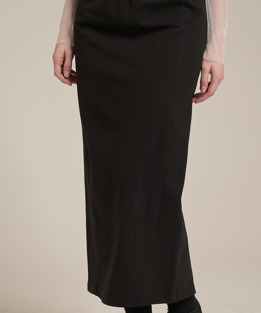 Iteoneolmomeonteu Solid Washed Long Skirt _ Black