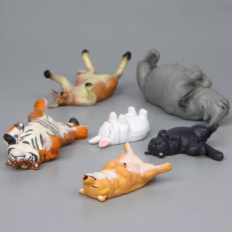 Cute Sleeping Tiger Shiba Inu Rabbit Cat Kangaroo Animal Mini Model Ornament For Office And Collection