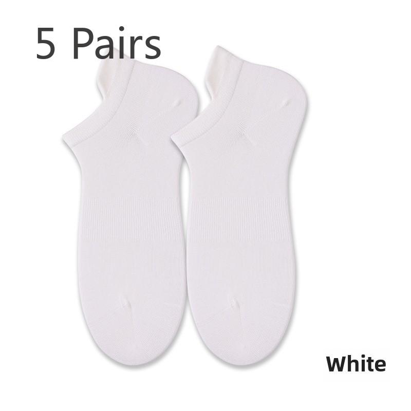 5 Pairs Socks for Men Spring Summer Simple Antibacterial Sweat Wicking Deodorant Men's Boat Socks Tight-woven Boat Socks