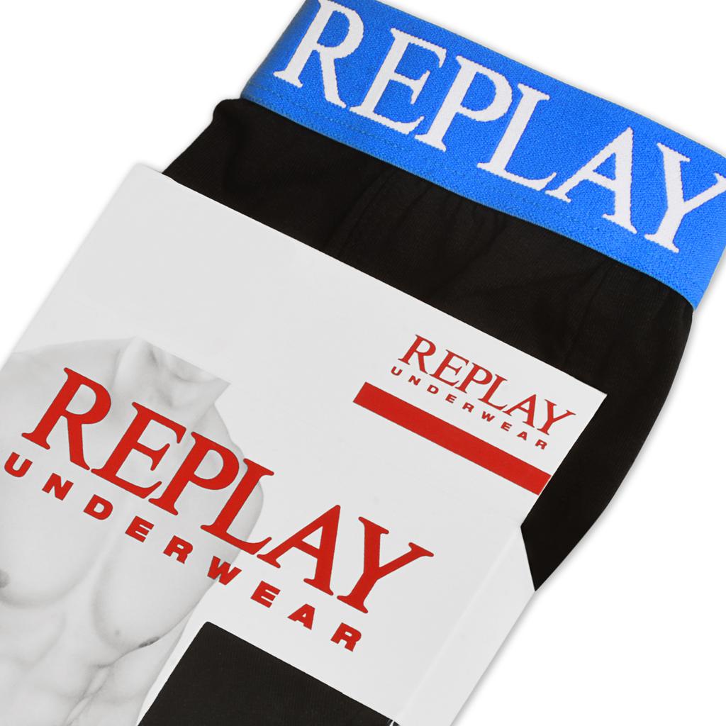 Replay Black Blue Men's Logo Boxer Briefs Set of 2