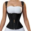 Women's Cross-15 Bone Elastic Mesh Waist Corset with Zipper & Bra Support for Body Shaping