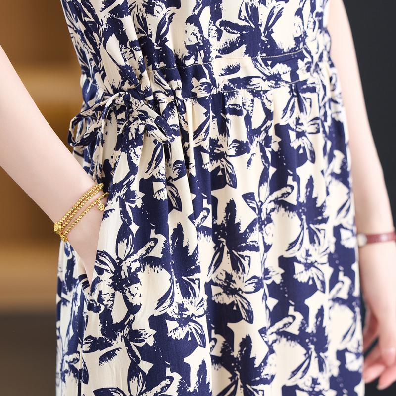 Summer Women's Elegant Dresses Plus Size Short Sleeve Casual Long Dress Vintage Clothes