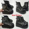 Fashion New Gothic Style Platform Vampire Cosplay Women Mid-calf Boots 2024 Winter Wedges Comfy Women Motorcycle Boots Shoes