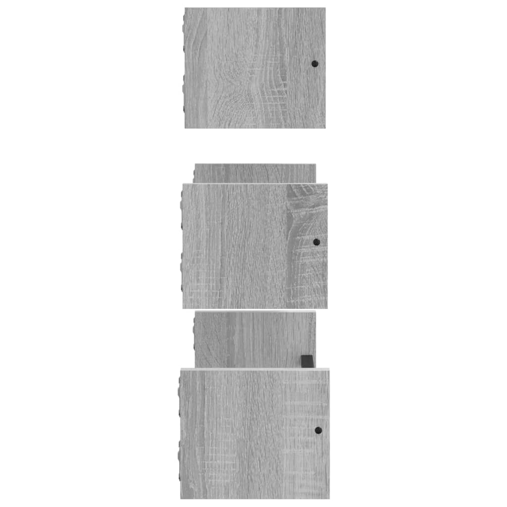 3 piece wall shelf set with bars grey Sonoma engineered wood