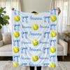Personalized Softball & Bows Blanket: Custom Sports Fan Throw