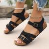 Sommer Rundkopf Flachmaul Elegant/bequem Lässige Sandalen Modische Neue Leichte Rutschfeste Flache Sandalen für Damen