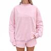 Women's Loose Fit Polka Dot Long Sleeve Neck Sweatshirt and Shorts 2 Piece Set