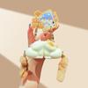 Pom Accessories Couple Cat Key Chain Cartoon Mink Fur Cat Keyring Long Tail Cat Pendant  Car Decor