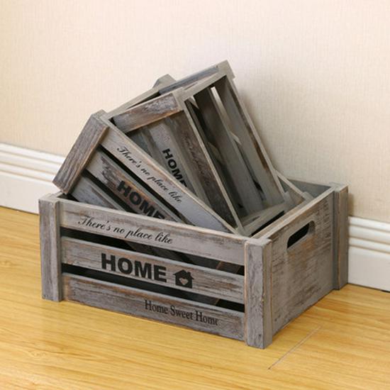 Vintage Weathered Wooden Slat Display Box for Decorative Props and Weddings