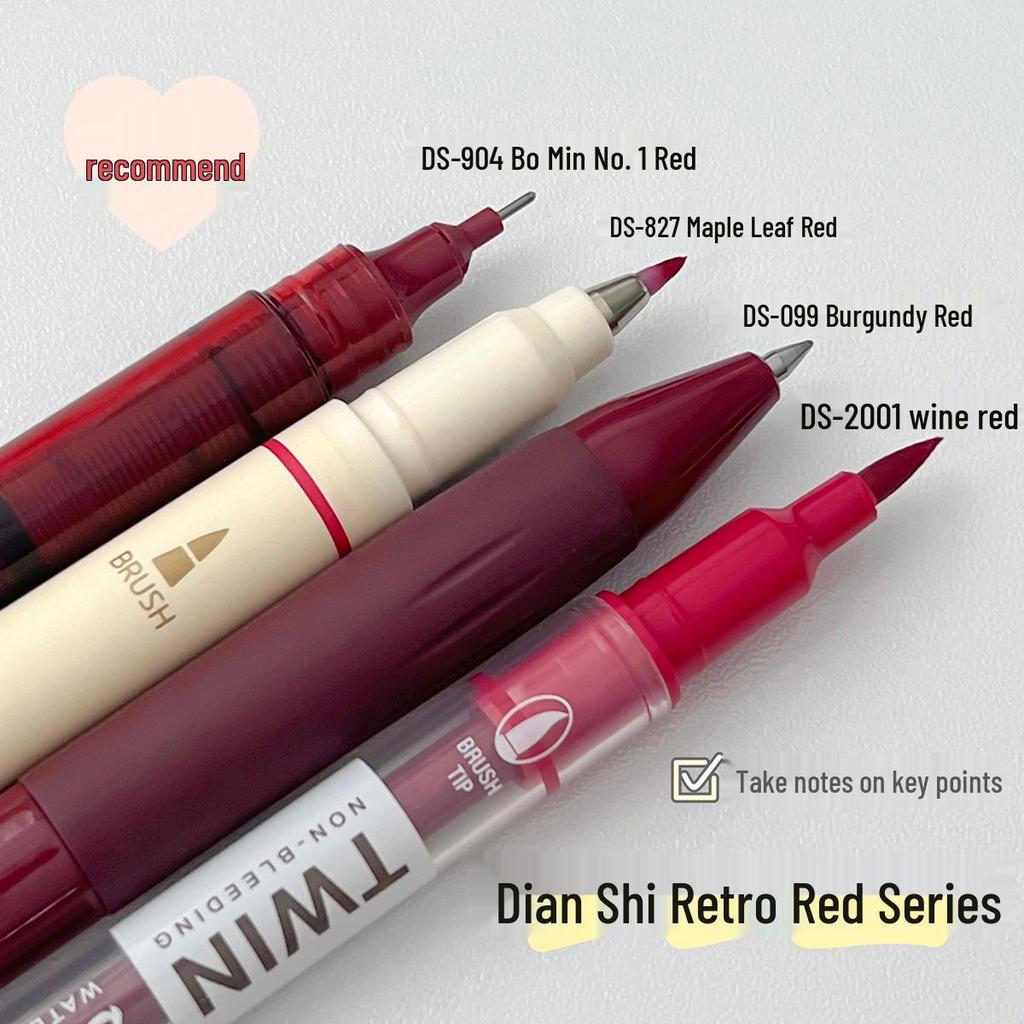 Dian Shi Soft Writing Brush & Highlighter Pen - Yellow, Eye-Friendly, Ideal for Students and Journals.