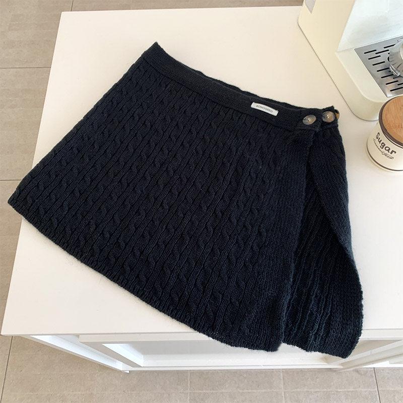 Korean-Style Women's Warm Knit Half Skirt for Autumn Winter