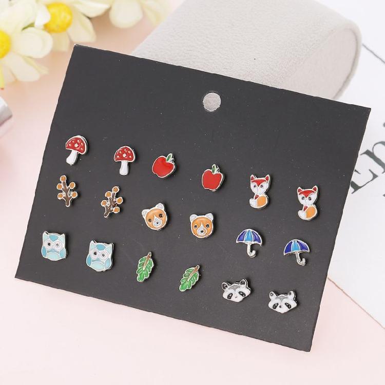 Mixed Heart Star Earrings 30-Pair Stainless Steel Umbrella Stud Earrings Jewelry
