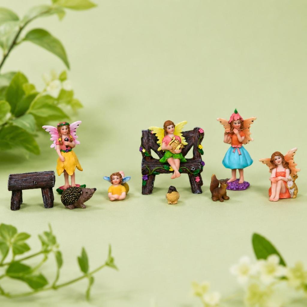 Fairy Garden Figurines Set HandPainted Miniature Bright Colors Desktop